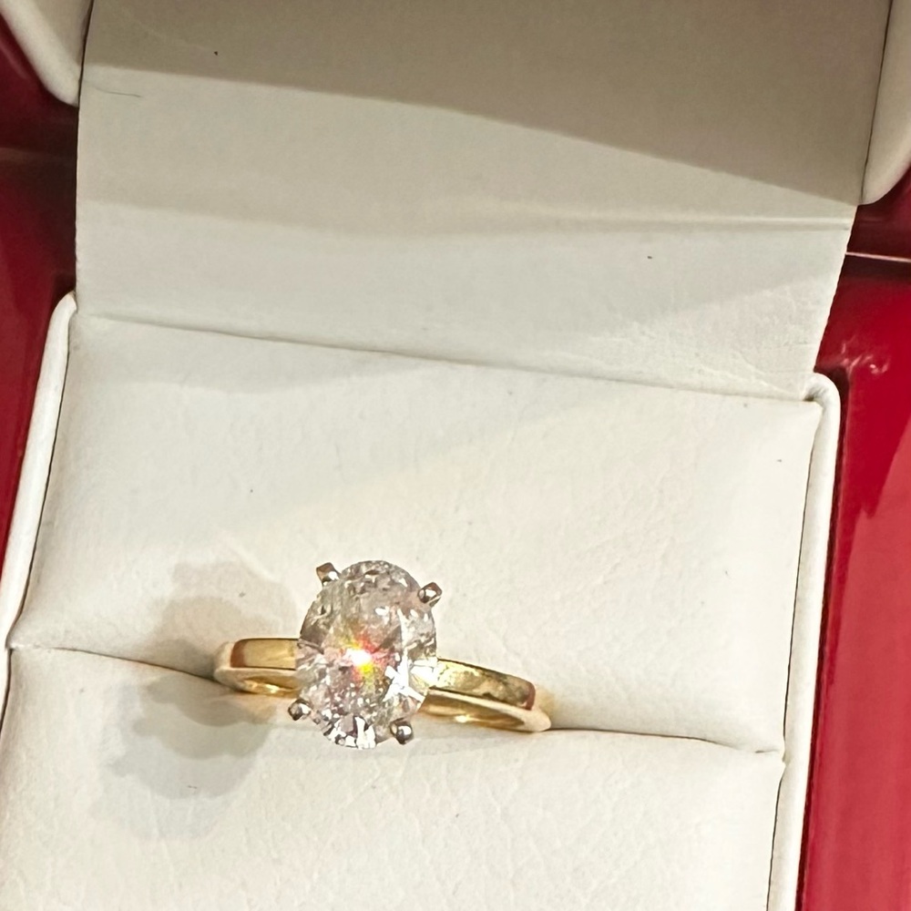 JAMES ALLEN 14k Gold Comfort Fit Solitaire Ring w/1.56 Oval VS2 Lab Diam…